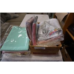 BOX OF SHEETS AND TABLE CLOTH