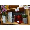 Image 1 : LOT OF GLASS VASES, WATERING GLOBES, AND ARTIFICIAL PLANTS