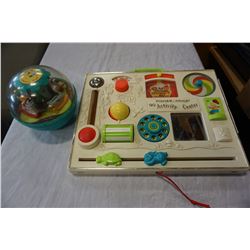 VINTAGE FISHER PRICE ROLY POLY CHIME BALL FROM 1966 AND ACTIVITY CENTER