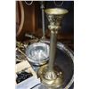 Image 4 : CANDELABRA CANDLESTICKS AND MOTHER OF PEARL INLAID TRAY W/ BOWL AND HEMATITE BUTTERFLY NECKLACE