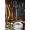 Image 5 : CANDELABRA CANDLESTICKS AND MOTHER OF PEARL INLAID TRAY W/ BOWL AND HEMATITE BUTTERFLY NECKLACE