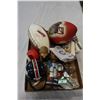 Image 1 : TRAY OF FOOT BALL COLLECTIBLES AND BOBBLES HEADS