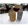 Image 1 : METAL WRAP ANTIQUE SELTZER BOTTLE AND WICKER WRAPPED BACARDI LIQUOR BOTTLE