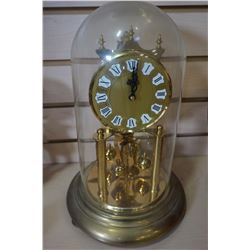 WEST GERMANY ANTIQUE GLASS DOME MECHANICAL CLOCK