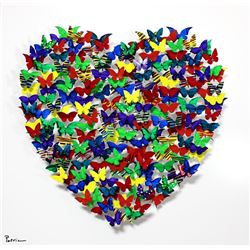 Patricia Govezensky- Original 3D Metal Art on Wood "Heart"