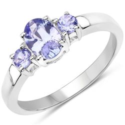 0.95 Carat Genuine Tanzanite .925 Sterling Silver Ring (size 7)