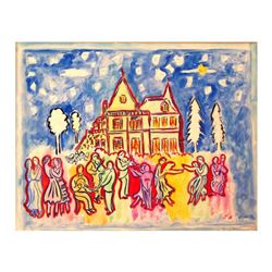 Wayne Ensrud "Chateau Ausone" Mixed Media Original Artwork; Hand Signed; COA