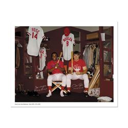 "Pete Rose & Morgan in Clubhouse" Archival Photograph Autographed by Pete Rose and Joe Morgan. Inclu