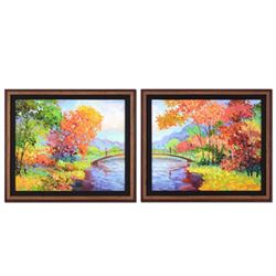 Alexander Antanenka, "Meet Me Halfway (Diptych)" Framed Original Oil Painting on Canvas, Hand Signed