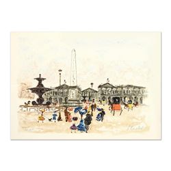 Urbain Huchet, "Place Concord" Limited Edition Lithograph, Numbered and Hand Signed.