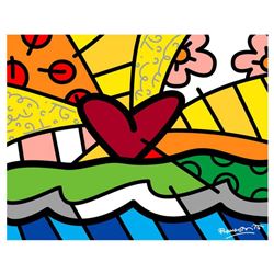 Romero Britto  Forever  Hand Signed Limited Edition Giclee on Canvas; COA