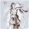 Image 2 : Marta Wiley, "Sorceress" Original Ink Sketch, Hand Signed and Thumb Printed with Certificate of Auth