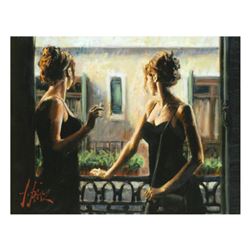 Fabian Perez, "Balcony Buenos Aires IV" Hand Textured Limited Edition Giclee on Board. Hand Signed a