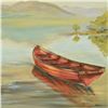 Image 2 : Kimiko Okerson, "Red Boat" Original Oil Painting on Canvas, Hand Signed with Certificate of Authenti