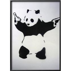 Banksy "Pandamonium" Custom Framed Offset Lithograph