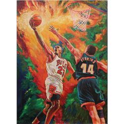 Dimitry Turchinsky- Original Oil on Canvas "Jordan vs. Perkins"