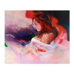 Christine Comyn, "Woman in Red" Limited Edition on Canvas, Numbered and Hand Signed with Letter of A