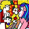 Image 2 : Romero Britto "New Adam & Eve" Hand Signed Giclee on Canvas; Authenticated