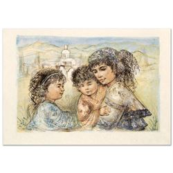 "Zalina with Aries and Ande" Limited Edition Lithograph by Edna Hibel (1917-2014), Numbered and Hand