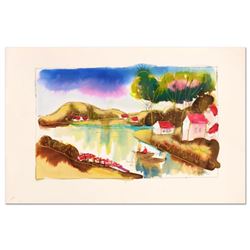 Moshe Leider, Original Watercolor Painting, Hand Signed with Certificate of Authenticity.