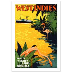  White Star Lines/West Indies  Hand Pulled Lithograph by the RE Society. Includes Certificate of Aut