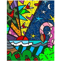 Romero Britto  Real  Hand Signed Limited Edition Giclee on Canvas; Authenticated