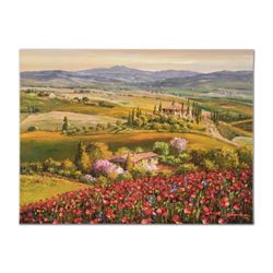 S. Sam Park, "Tuscany Red Poppies" Hand Embellished Limited Edition on Canvas, Numbered and Hand Sig