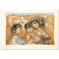 "Zalina with Aries and Ande" Limited Edition Lithograph by Edna Hibel (1917-2014), Numbered and Hand