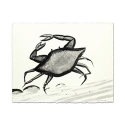 Wyland, "Blue Crab" Original Sumi Ink Painting, Hand Signed with Certificate of Authenticity.