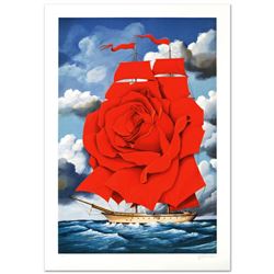 "Red Rose Ship" Limited Edition Hand Pulled Original Lithograph by Rafal Olbinski, Numbered and Hand