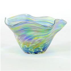 Glass Eye Studios,  Mini Wave Bowl (Bonnet Twist)  Hand Blown Glass Sculpture (Second).