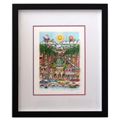 Charles Fazzino- 3D Construction Silkscreen Serigraph "Perfectly Palm Beach"