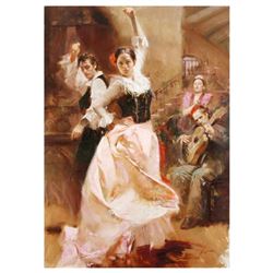 Pino (1939-2010), "Dancing in Barcelona" Artist Embellished Limited Edition on Canvas (48" x 34"), P