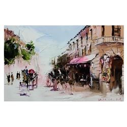 Shalva Phachoshvili- Original Oil on Canvas  Restaurant View 