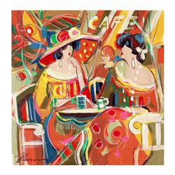 Isaac Maimon, "Cafe Shop" Original Acrylic Painting, Hand Signed with Certificate of Authenticity.