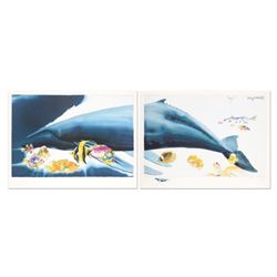 "I Want To Dive Into Your Ocean (Diptych)" Limited Edition Lithograph with Hand Painted Remarque (62