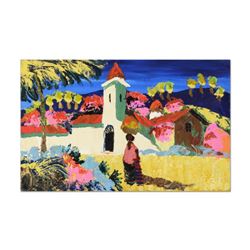 Paul Blaine Henrie (1932-1999),  Mexican Mission  Original Oil Painting (48  x 30 ) on Canvas, Hand 