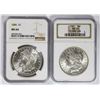 Image 1 : NGC MS 64 GRADED MORGAN SILVER DOLLARS