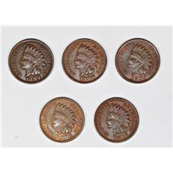 (5) INDIAN HEAD CENTS