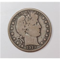 1913 BARBER HALF DOLLAR