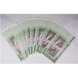 10 PCS. 50 TRILLION DOLLAR ZIMBAWE NOTES