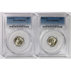 (2) 1941-D MERCURY DIMES