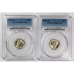 (2) 1941-D MERCURY DIMES