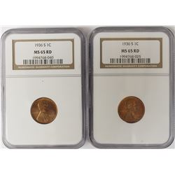 TWO 1936-S LINCOLN CENTS