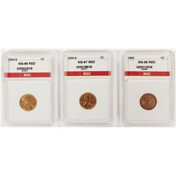 THREE LINCOLN CENTS: SUPERB RED BU: