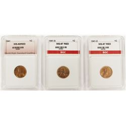 THREE LINCOLN CENTS: SUPERB RED BU: