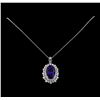 Image 1 : 20.96 ctw Tanzanite and Diamond Pendant With Chain - 14KT White Gold