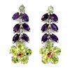 Image 1 : Natural Green Peridot Amethyst Sapphire Earrings