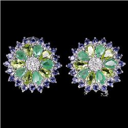 Natural  EMERALD PERIDOT TANZANITE Earrings
