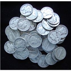 Lot of 50 Mercury Dimes